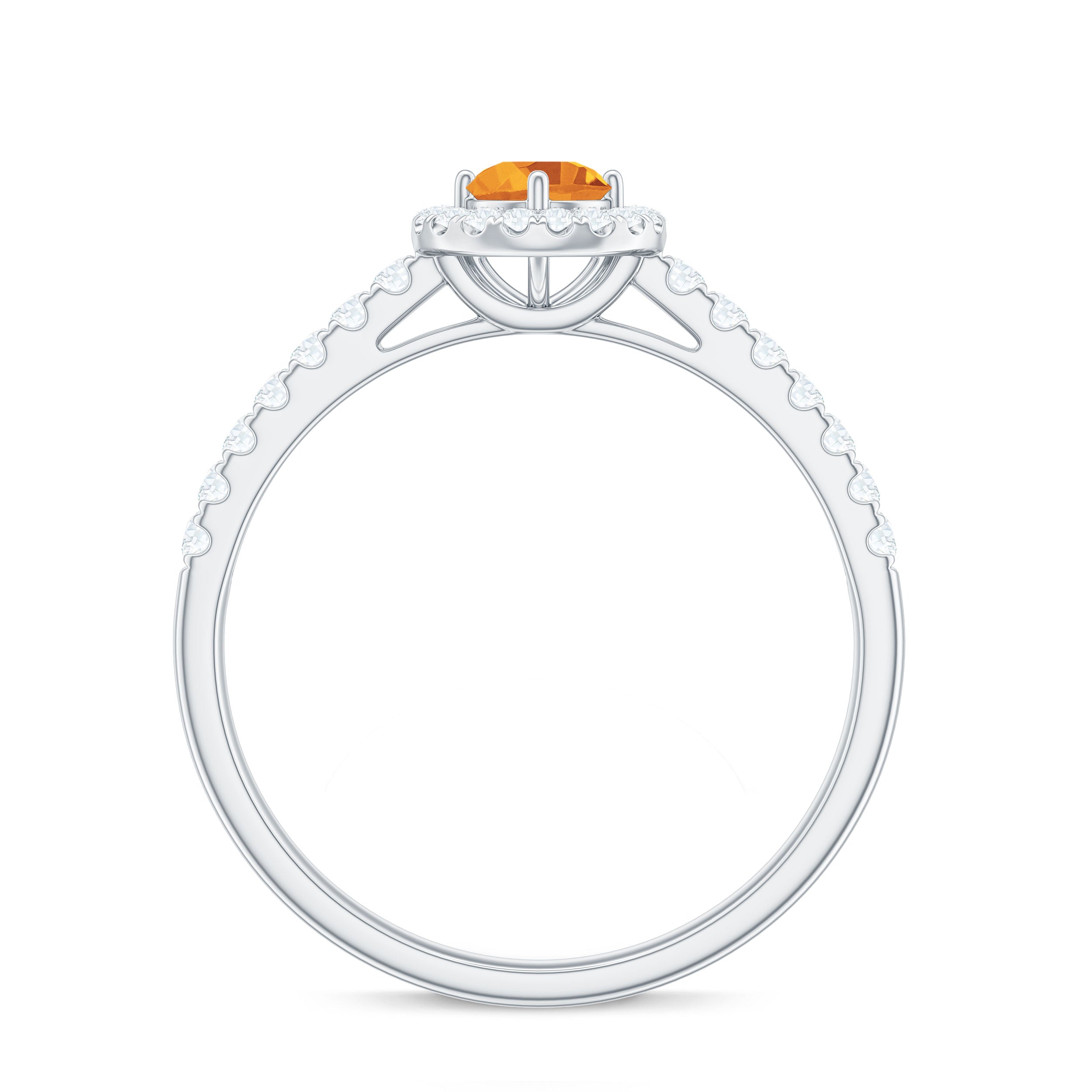 Rosec Jewels-Minimalist Citrine Diamond Engagement Ring with Halo
