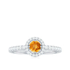 Rosec Jewels-Minimalist Citrine Diamond Engagement Ring with Halo