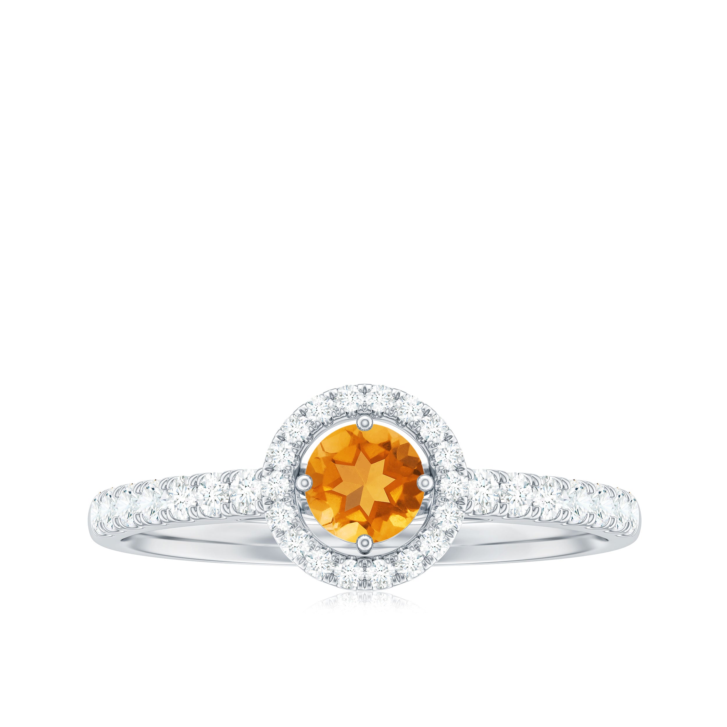Rosec Jewels-Minimalist Citrine Diamond Engagement Ring with Halo