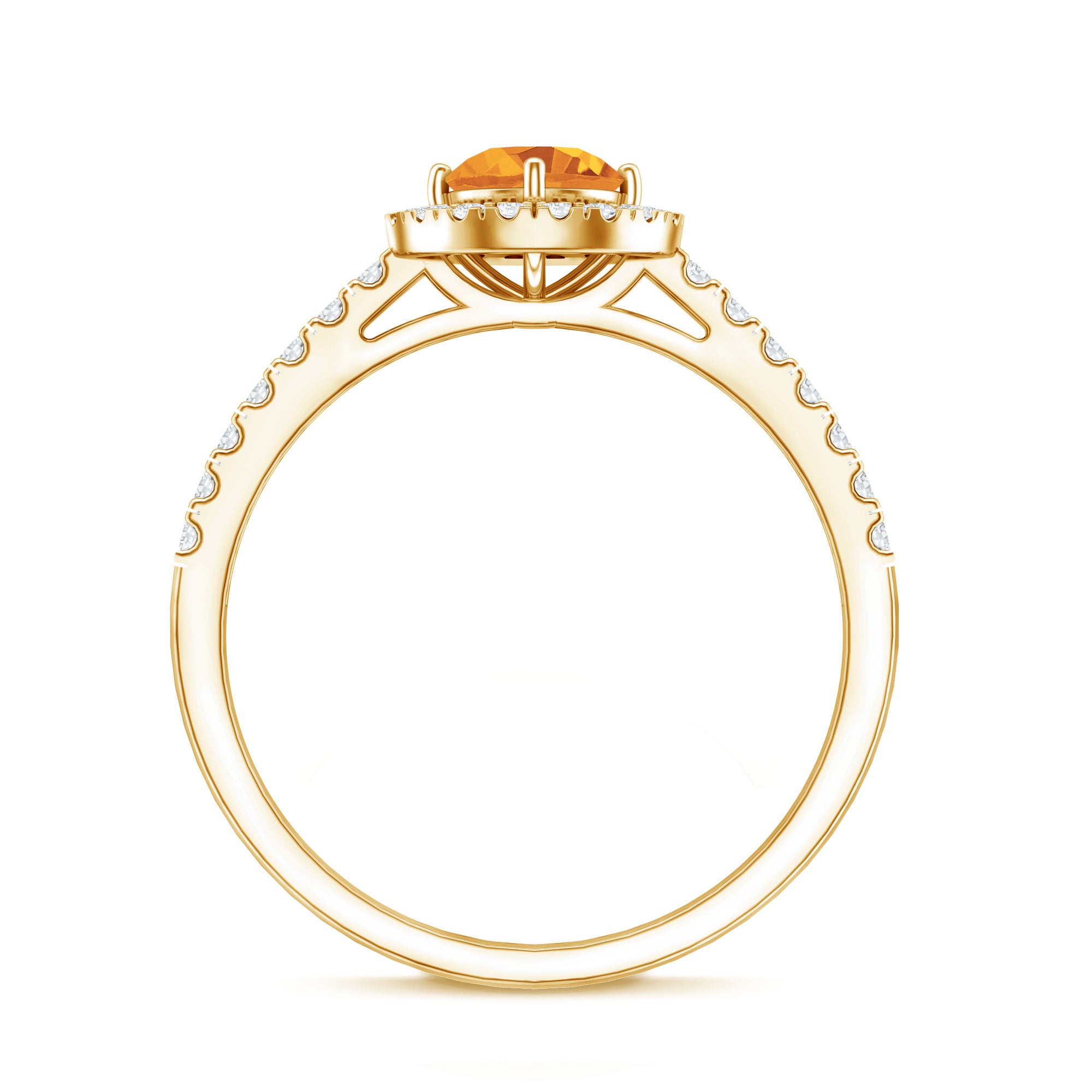 Minimalist Citrine Diamond Engagement Ring with Halo AAA - Rosec Jewels