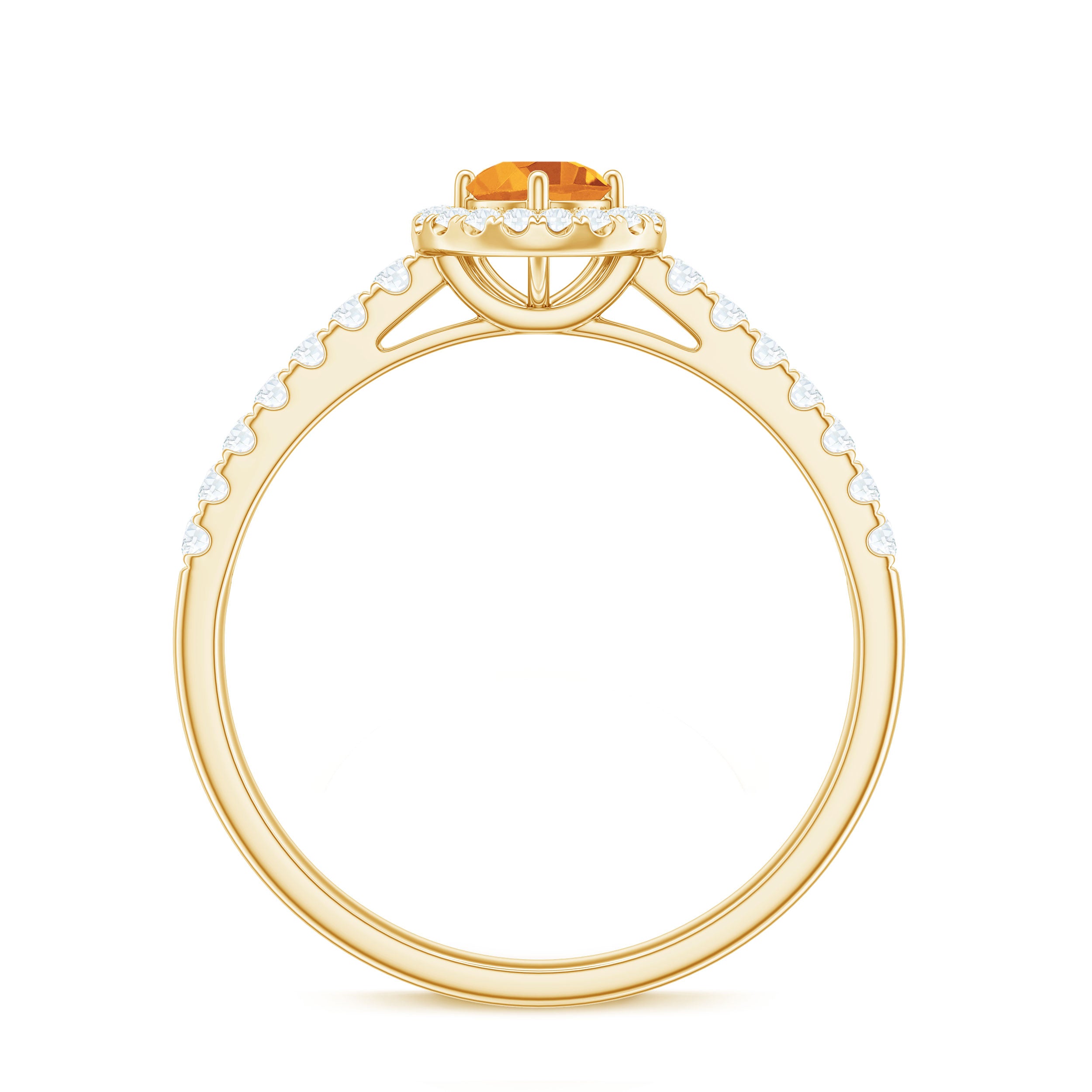 Rosec Jewels-Minimalist Citrine Diamond Engagement Ring with Halo