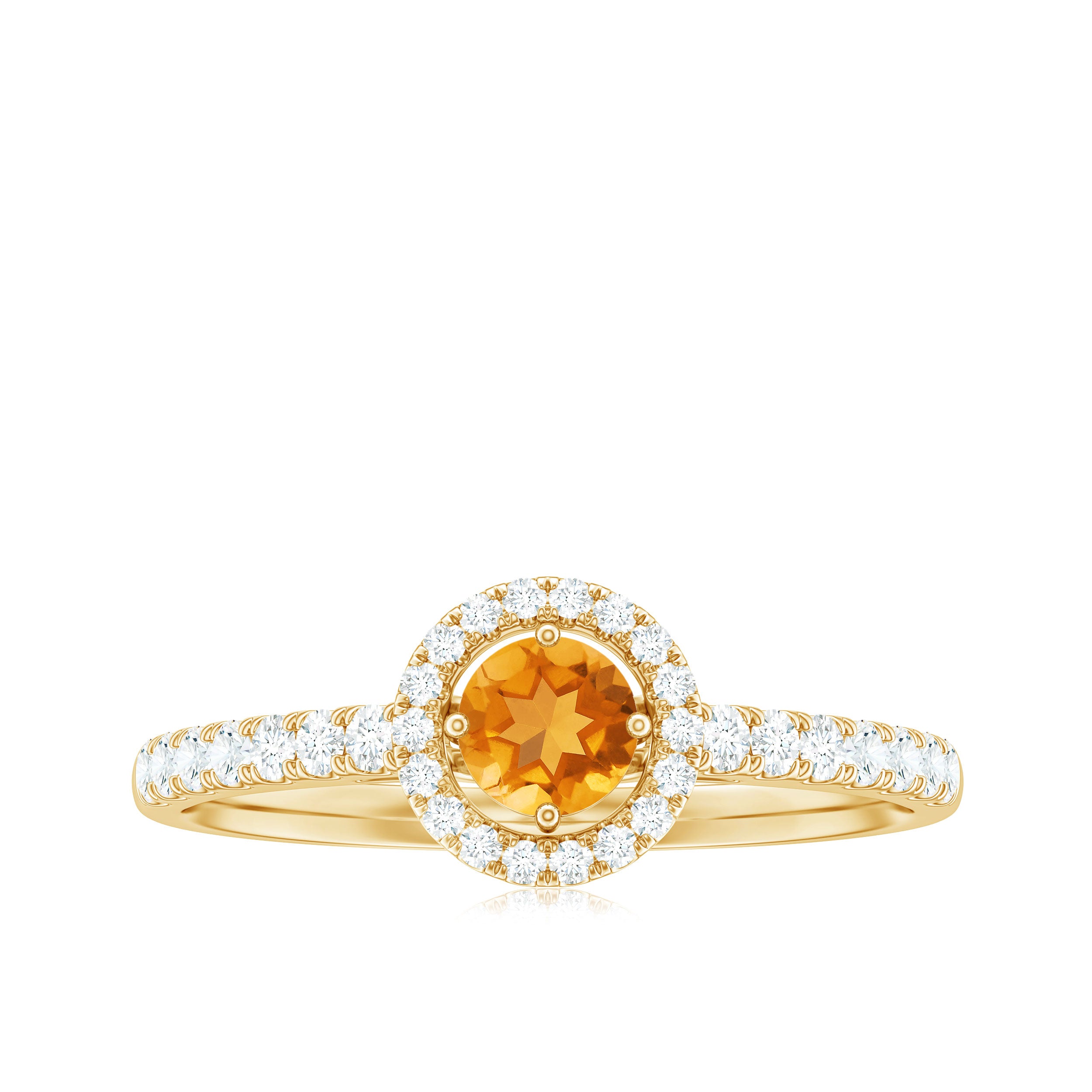 Rosec Jewels-Minimalist Citrine Diamond Engagement Ring with Halo