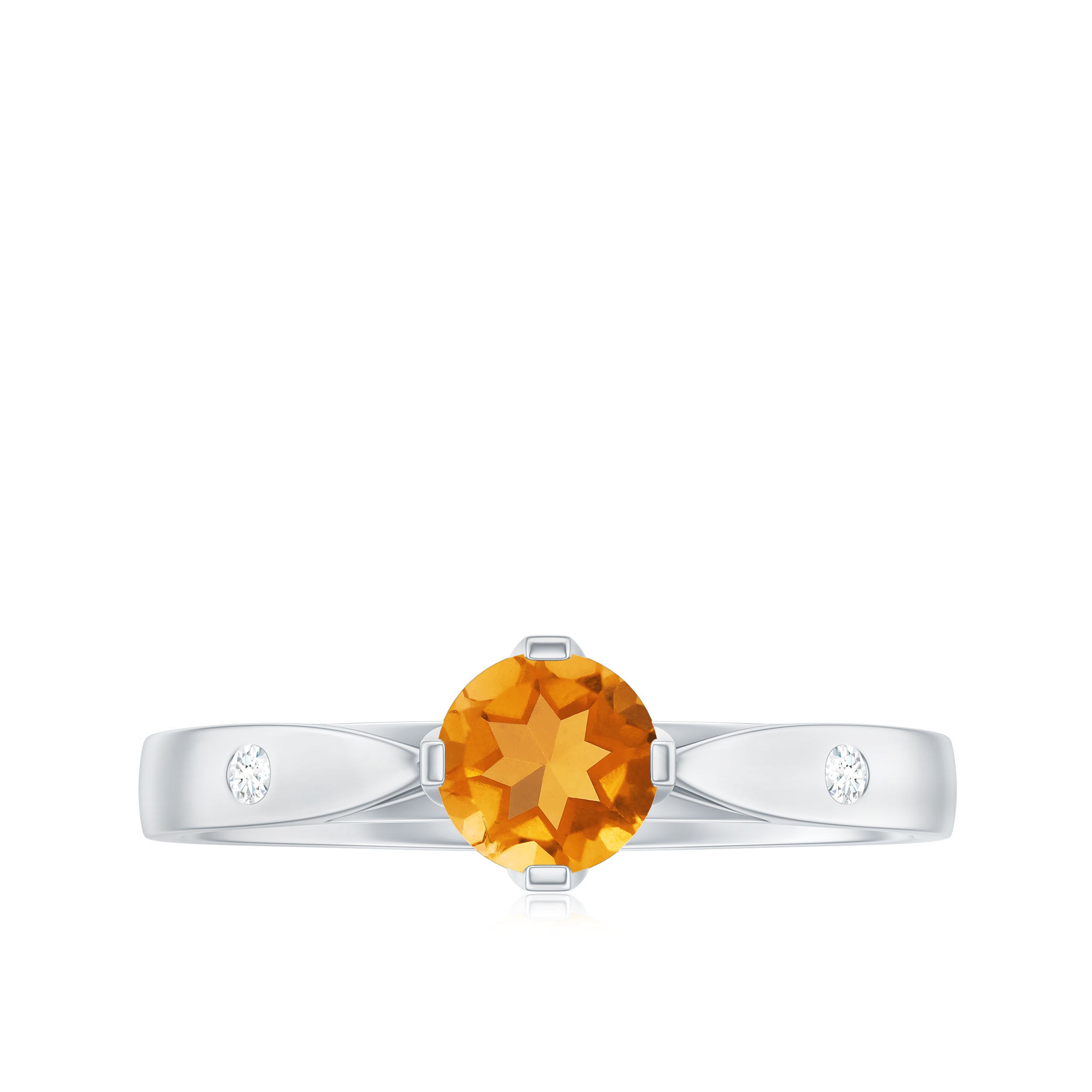 Certified Real Citrine Promise Ring with Diamond AAA - Rosec Jewels