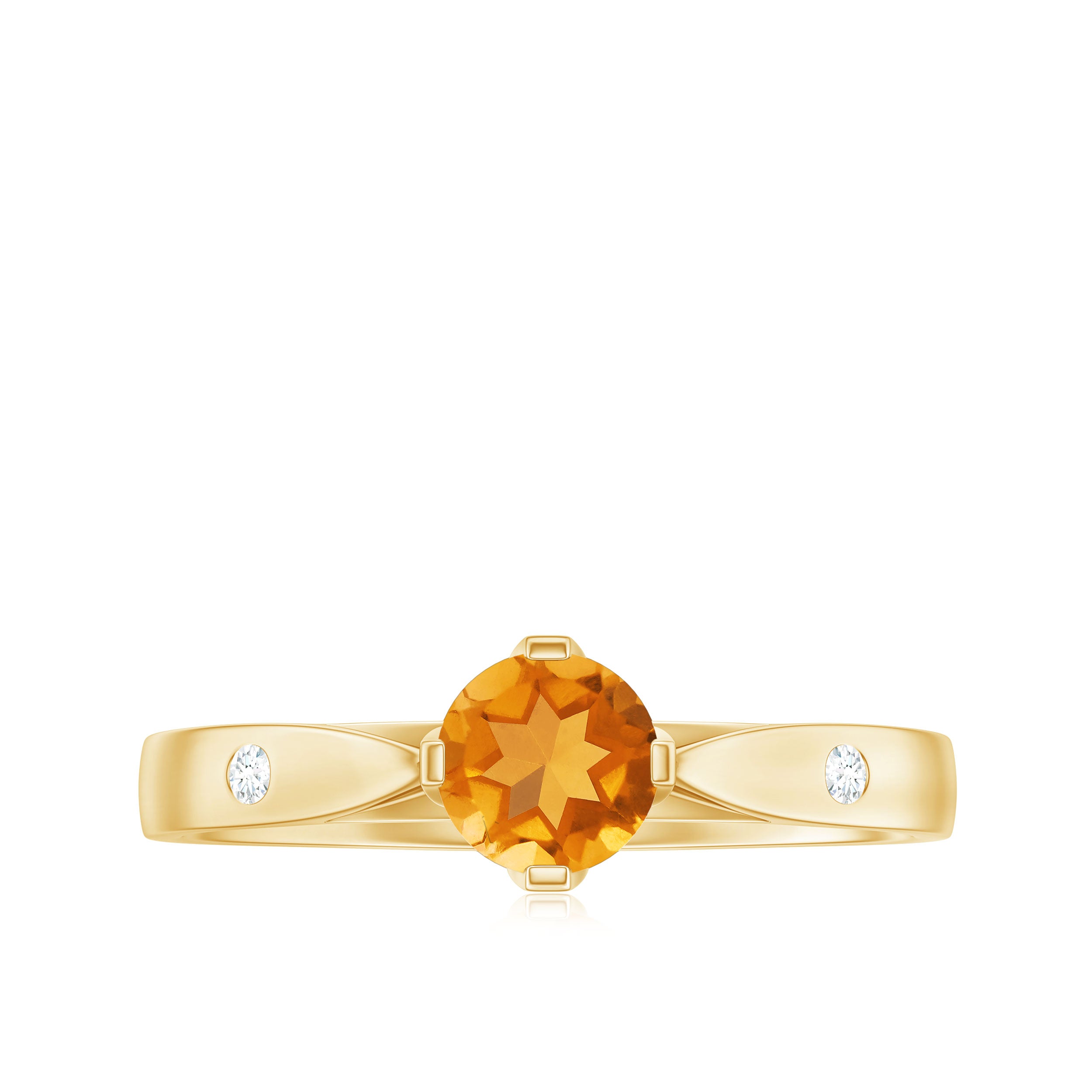 Certified Real Citrine Promise Ring with Diamond AAA - Rosec Jewels