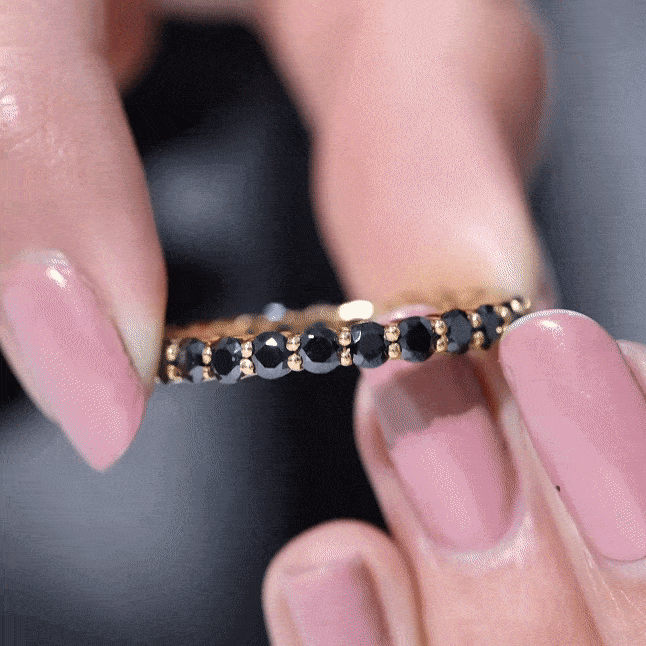 Lab Grown Black Diamond Classic Eternity Ring Lab Created Black Diamond - ( AAAA ) - Quality - Rosec Jewels