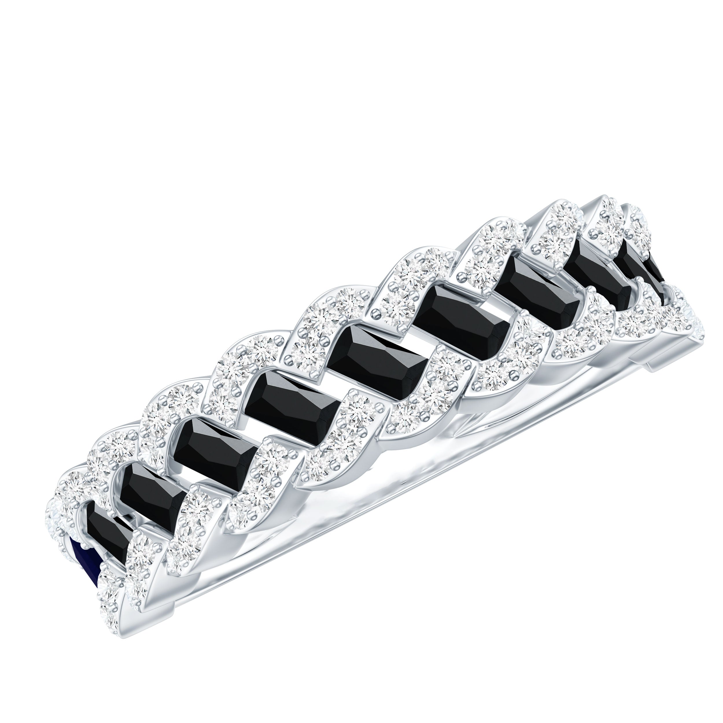 Certified Lab Grown Black and White Diamond Half Eternity Band Ring for Anniversary AAAA ( Synthetic ) - Rosec Jewels