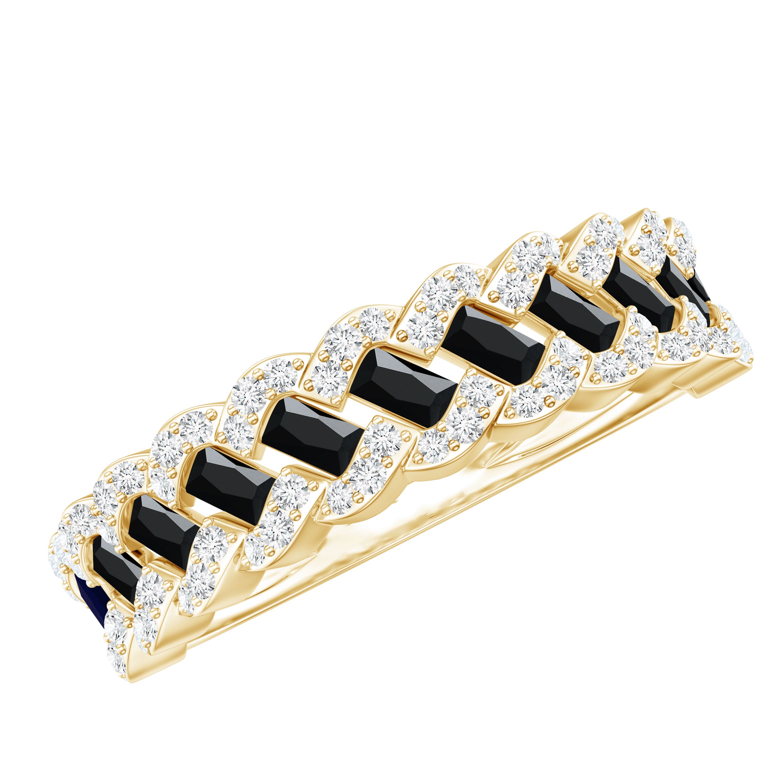 Certified Lab Grown Black and White Diamond Half Eternity Band Ring for Anniversary AAAA ( Synthetic ) - Rosec Jewels
