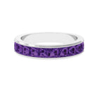 Rosec Jewels-Natural Princess Cut Amethyst Half Eternity Ring for Women