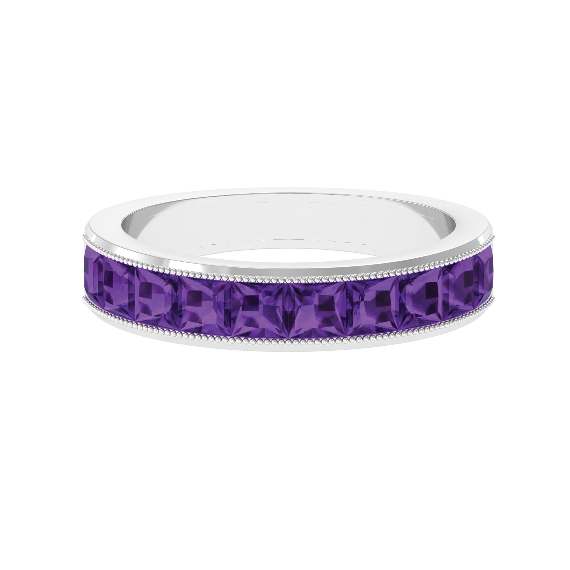 Rosec Jewels-Natural Princess Cut Amethyst Half Eternity Ring for Women