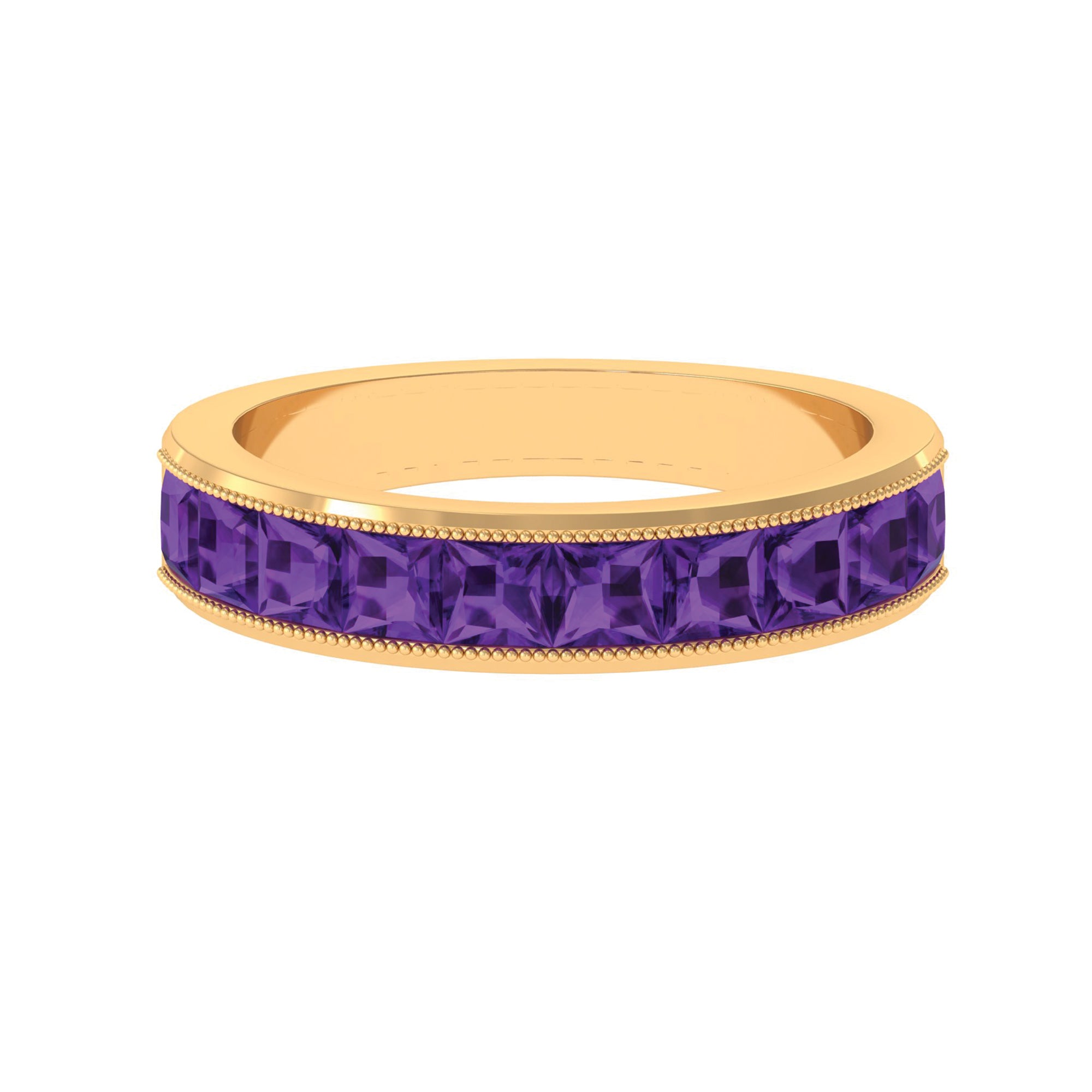 Rosec Jewels-Natural Princess Cut Amethyst Half Eternity Ring for Women
