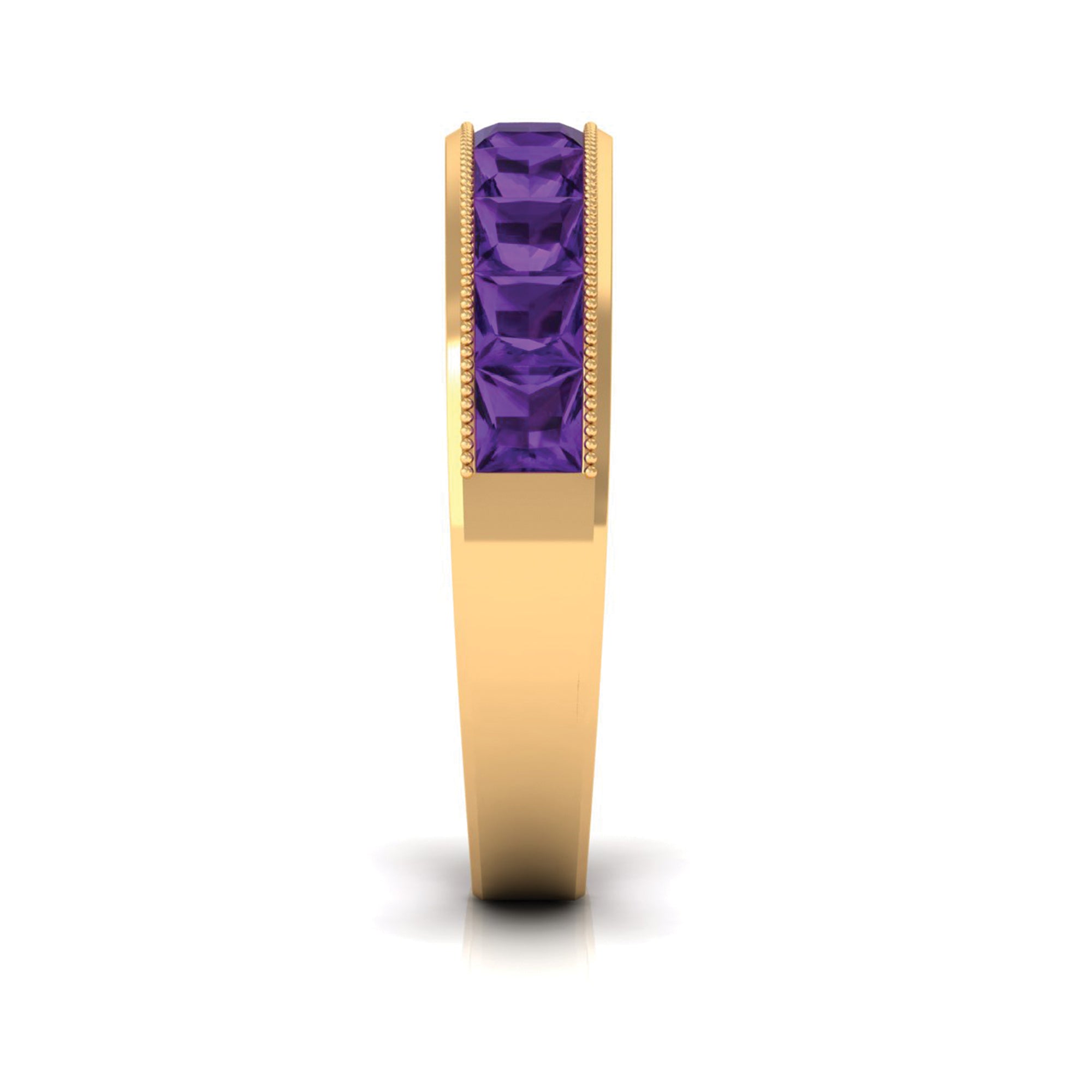 Rosec Jewels-Natural Princess Cut Amethyst Half Eternity Ring for Women