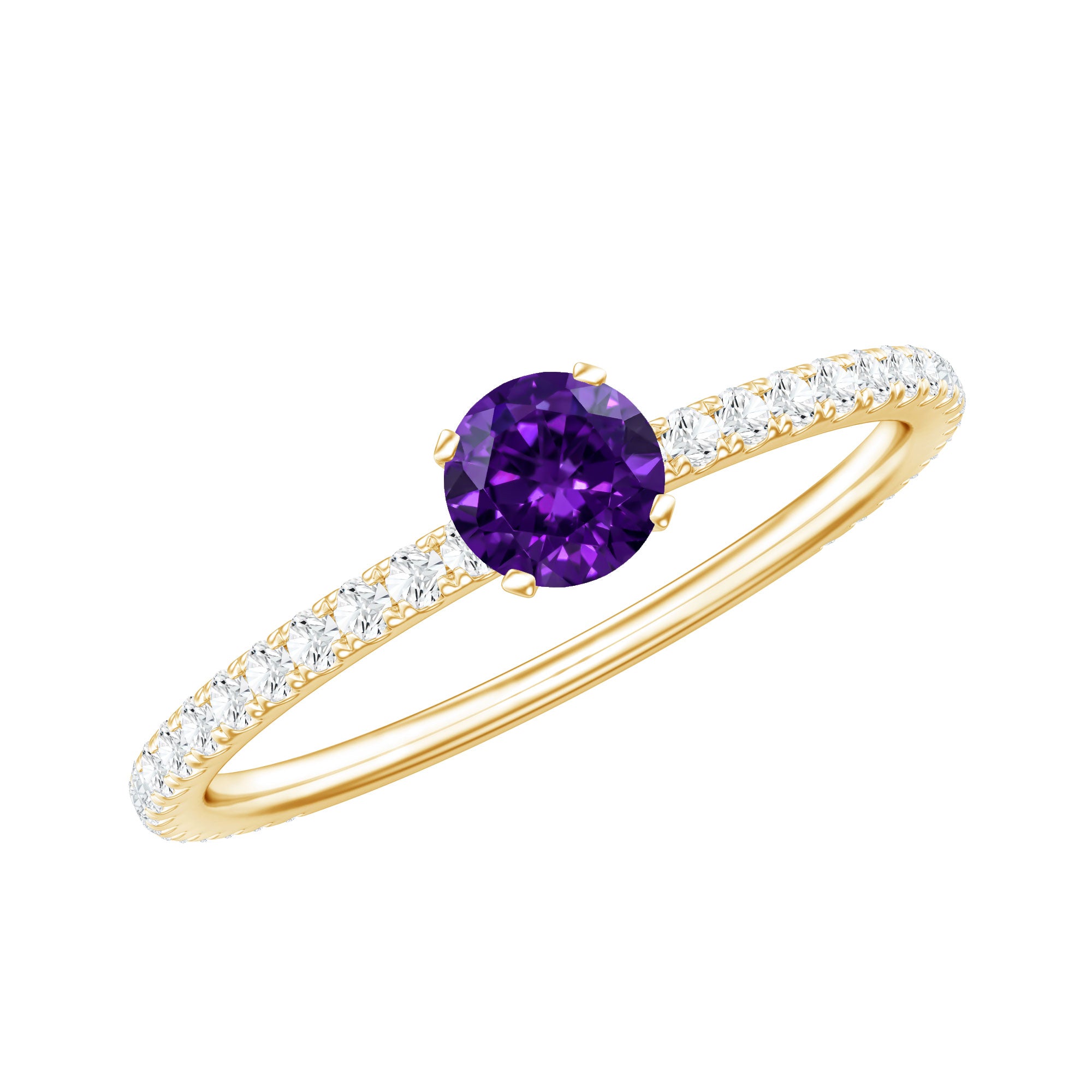 Real Amethyst Diamond Promise Ring for Women AAA - Rosec Jewels