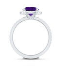 Certified Real 2 Carat Amethyst Engagement Ring with Moissanite Halo AAA - Rosec Jewels