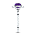 Certified Real 2 Carat Amethyst Engagement Ring with Moissanite Halo AAA - Rosec Jewels