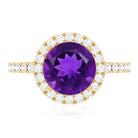 Certified Real 2 Carat Amethyst Engagement Ring with Moissanite Halo AAA - Rosec Jewels