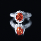 1.5 Carat Lab Grown Orange Sapphire Engagement Ring with Diamond Halo AAAA - Rosec Jewels
