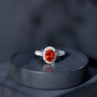 1.5 Carat Lab Grown Orange Sapphire Engagement Ring with Diamond Halo AAAA - Rosec Jewels