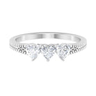 3/4 CT Heart Shape Zircon Three Stone Promise Ring AAAA - Rosec Jewels