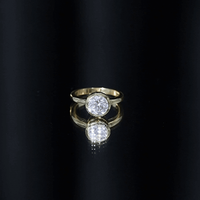 Bezel Set Moissanite Solitaire Ring For Engagement D-VS1 - Rosec Jewels