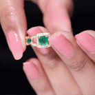 Rosec Jewels-Vintage Style Emerald and Diamond Engagement Ring for Women