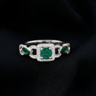 Rosec Jewels-Vintage Style Emerald and Diamond Engagement Ring for Women