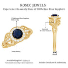 Rosec Jewels-Vintage Looking Blue Sapphire with Diamond Halo Engagement Ring