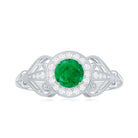 AAA Quality Emerald and Diamond Vintage Inspired Engagement Ring AAA - Rosec Jewels