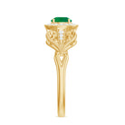 AAA Quality Emerald and Diamond Vintage Inspired Engagement Ring AAA - Rosec Jewels