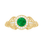 AAA Quality Emerald and Diamond Vintage Inspired Engagement Ring AAA - Rosec Jewels