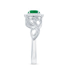 Vintage Looking Emerald Engagement Ring with Diamond Halo AAA - Rosec Jewels