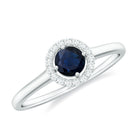 Rosec Jewels-Dainty Blue Sapphire and Diamond Floating Halo Ring