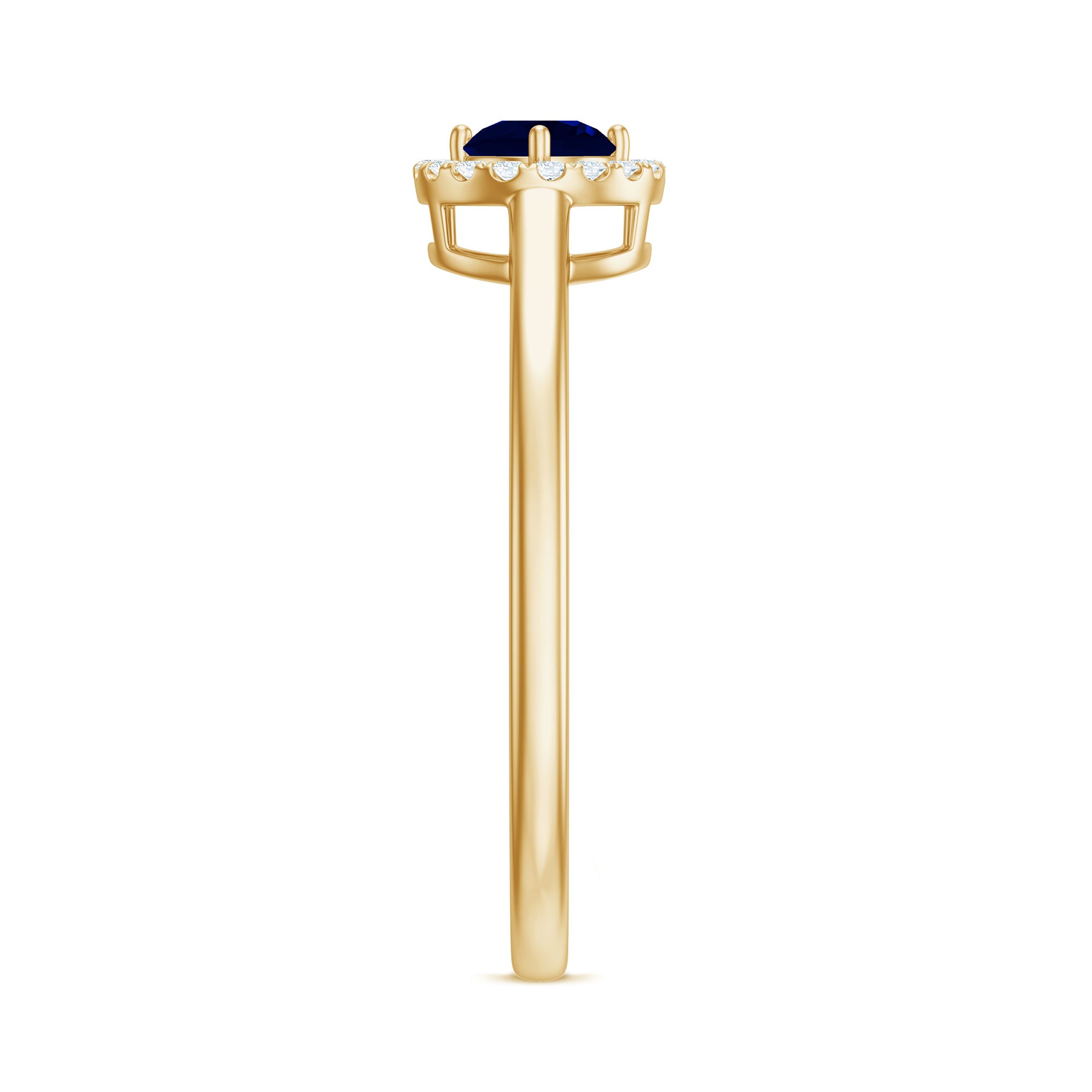 Rosec Jewels-Dainty Blue Sapphire and Diamond Floating Halo Ring