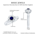Rosec Jewels-Real Blue Sapphire Flower Engagement Ring with Diamond