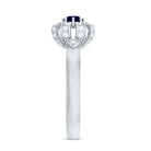 Rosec Jewels-Real Blue Sapphire Flower Engagement Ring with Diamond