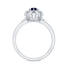 Rosec Jewels-Real Blue Sapphire Flower Engagement Ring with Diamond