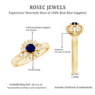 Rosec Jewels-Real Blue Sapphire Flower Engagement Ring with Diamond