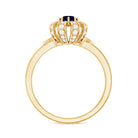 Rosec Jewels-Real Blue Sapphire Flower Engagement Ring with Diamond