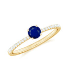 Rosec Jewels-Real 0.9 Carat Blue Sapphire Promise Ring with Diamonds