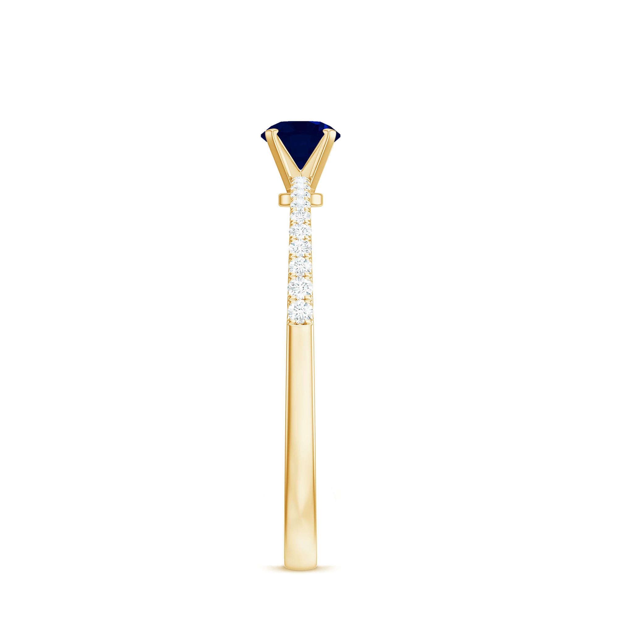 Rosec Jewels-Real 0.9 Carat Blue Sapphire Promise Ring with Diamonds