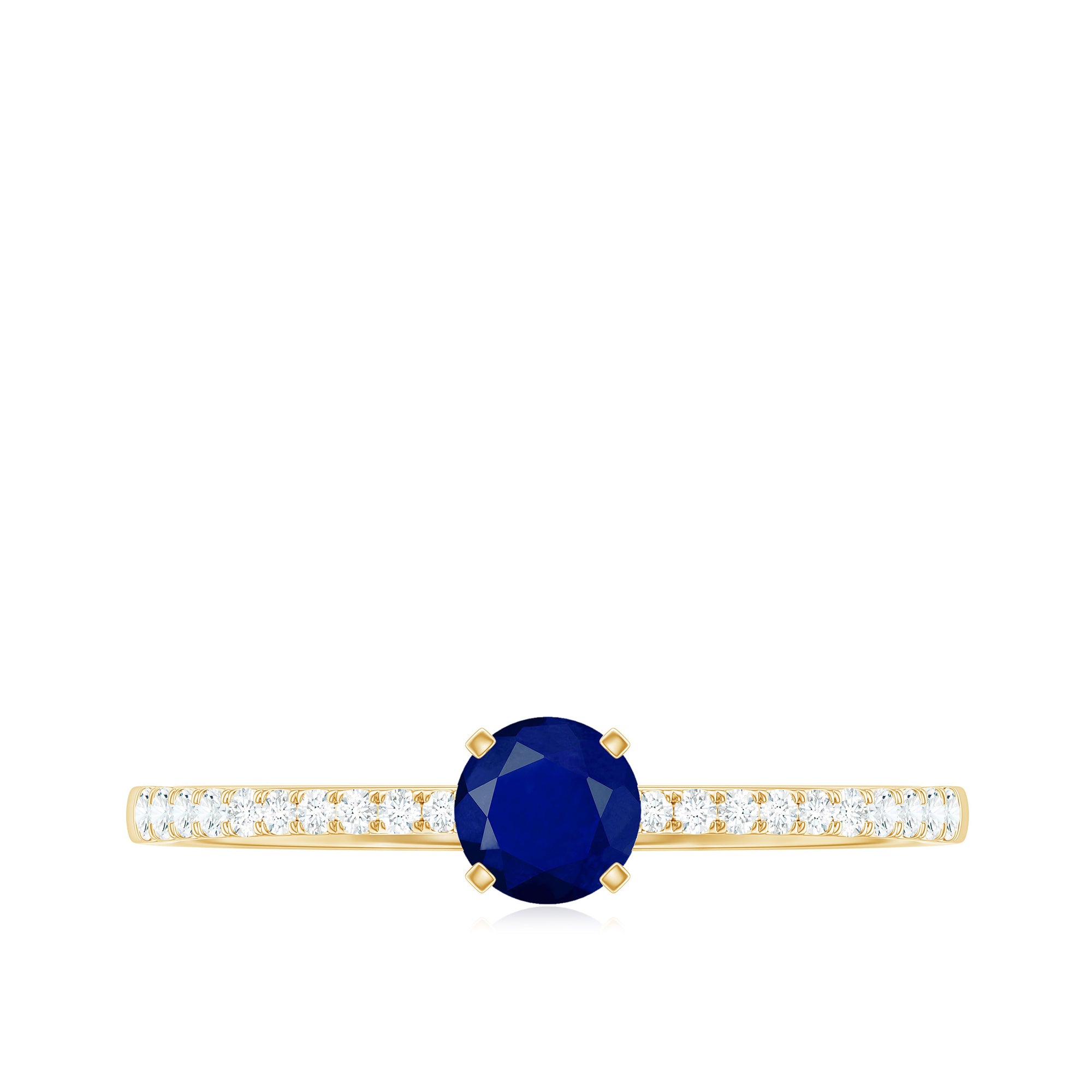Rosec Jewels-Real 0.9 Carat Blue Sapphire Promise Ring with Diamonds