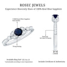 Rosec Jewels-Vintage Inspired Blue Sapphire and Diamond Engagement Ring with Milgrain Details