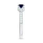 Rosec Jewels-Vintage Inspired Blue Sapphire and Diamond Engagement Ring with Milgrain Details