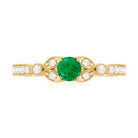 Rosec Jewels-Natural Emerald Vintage Inspired Engagement Ring with Diamond