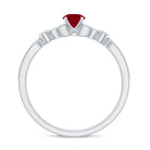 Rosec Jewels-Vintage Style 0.6 Carat Ruby Diamond Engagement Ring for Women