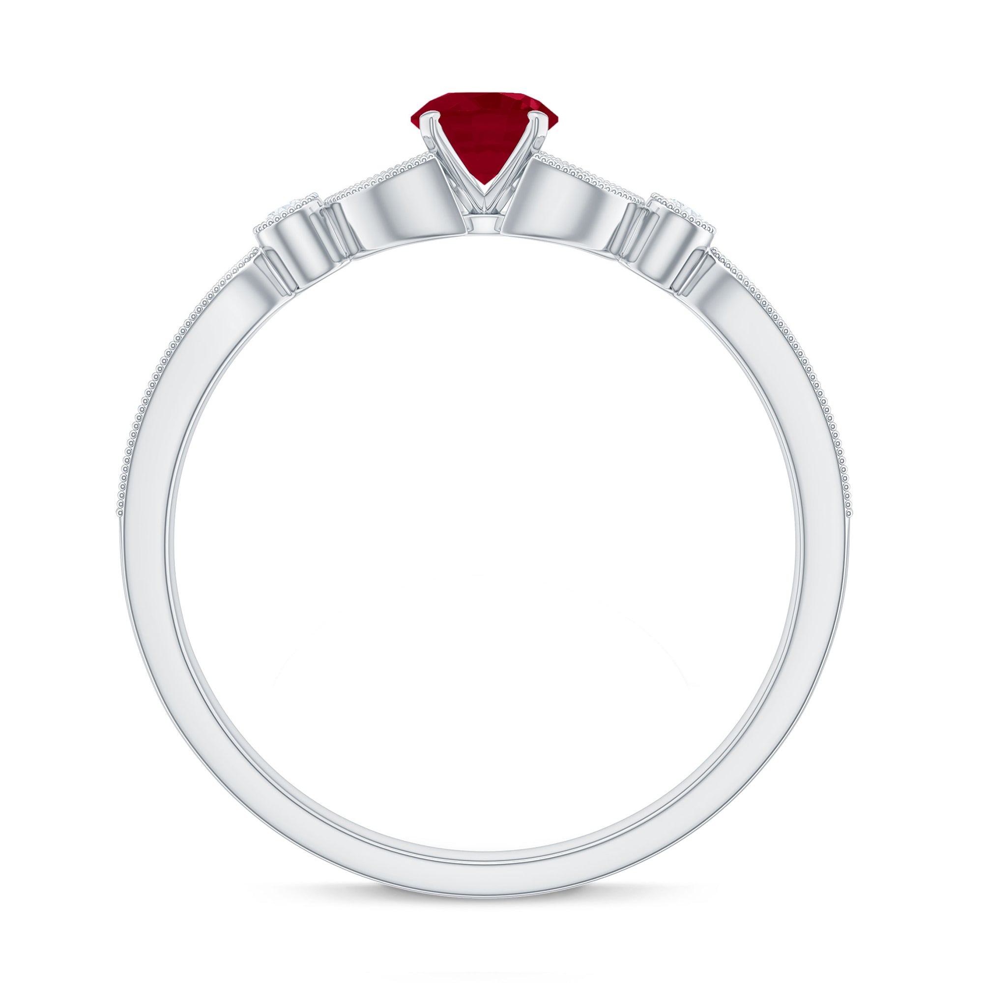 Rosec Jewels-Vintage Style 0.6 Carat Ruby Diamond Engagement Ring for Women