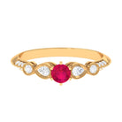Minimal Ruby Engagement Ring with Diamond Accent Ruby - ( AAA ) - Quality - Rosec Jewels
