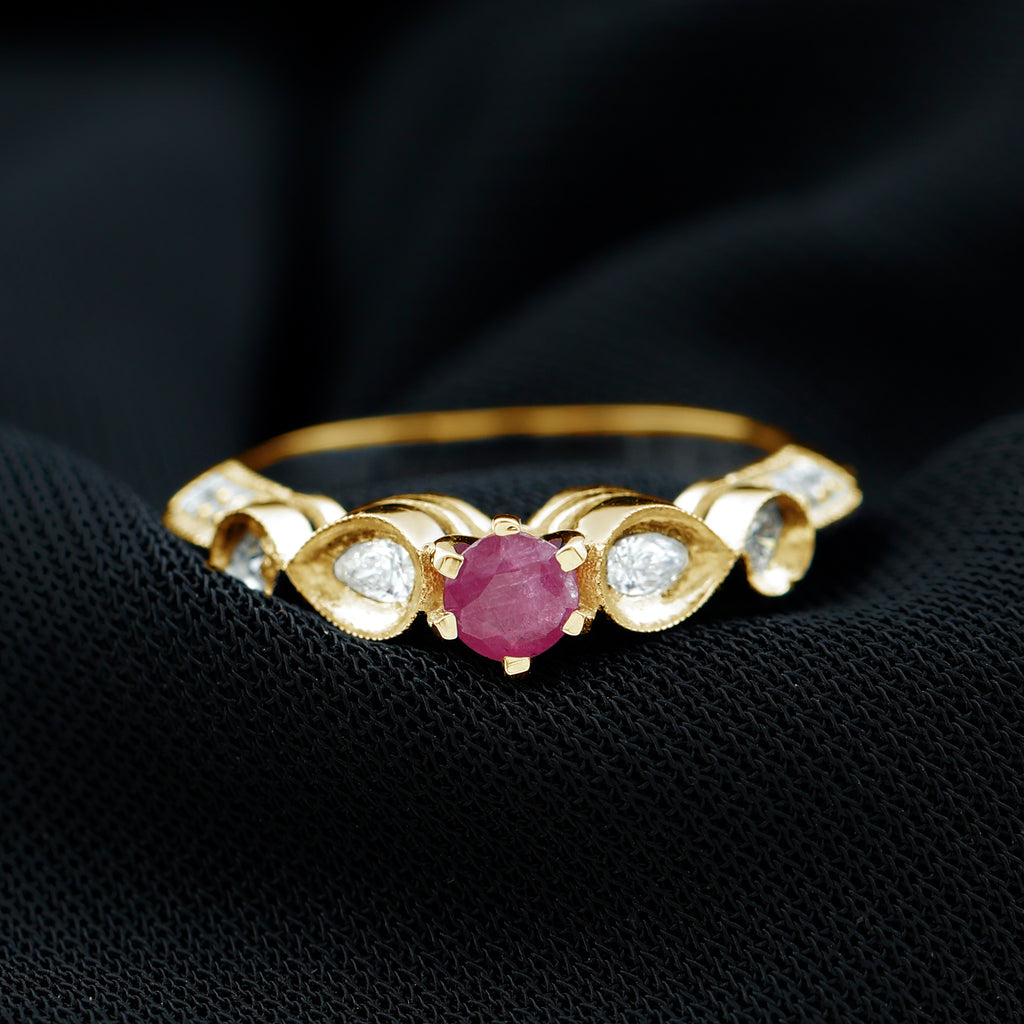 Rosec Jewels - Minimal Ruby Engagement Ring with Diamond Accent