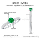 Classic Emerald Solitaire Engagement Ring with Real Diamond Side Stones AAA - Rosec Jewels