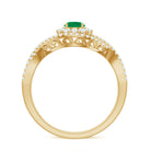 Natural Emerald Engagement Ring with Diamond Crossover Shank AAA - Rosec Jewels