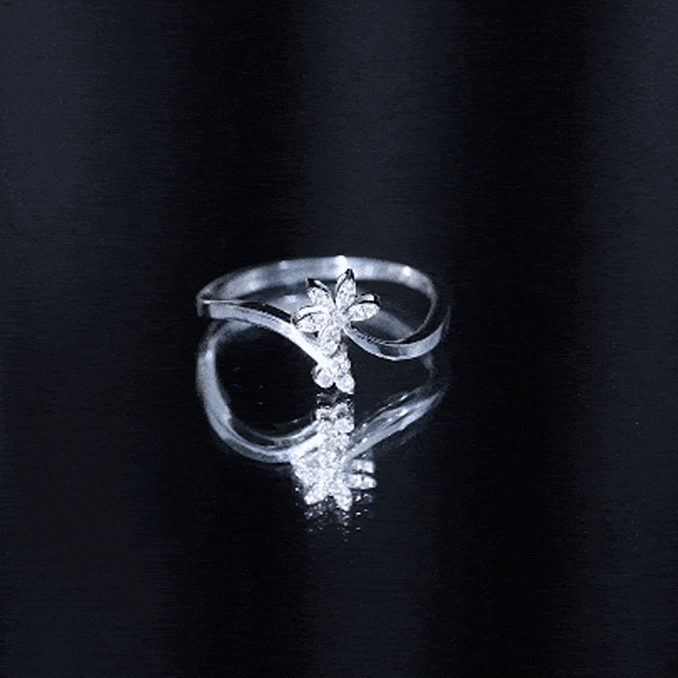 Diamond Floral Ring with Curved Shank Natural - ( HI-SI ) - Rosec Jewels